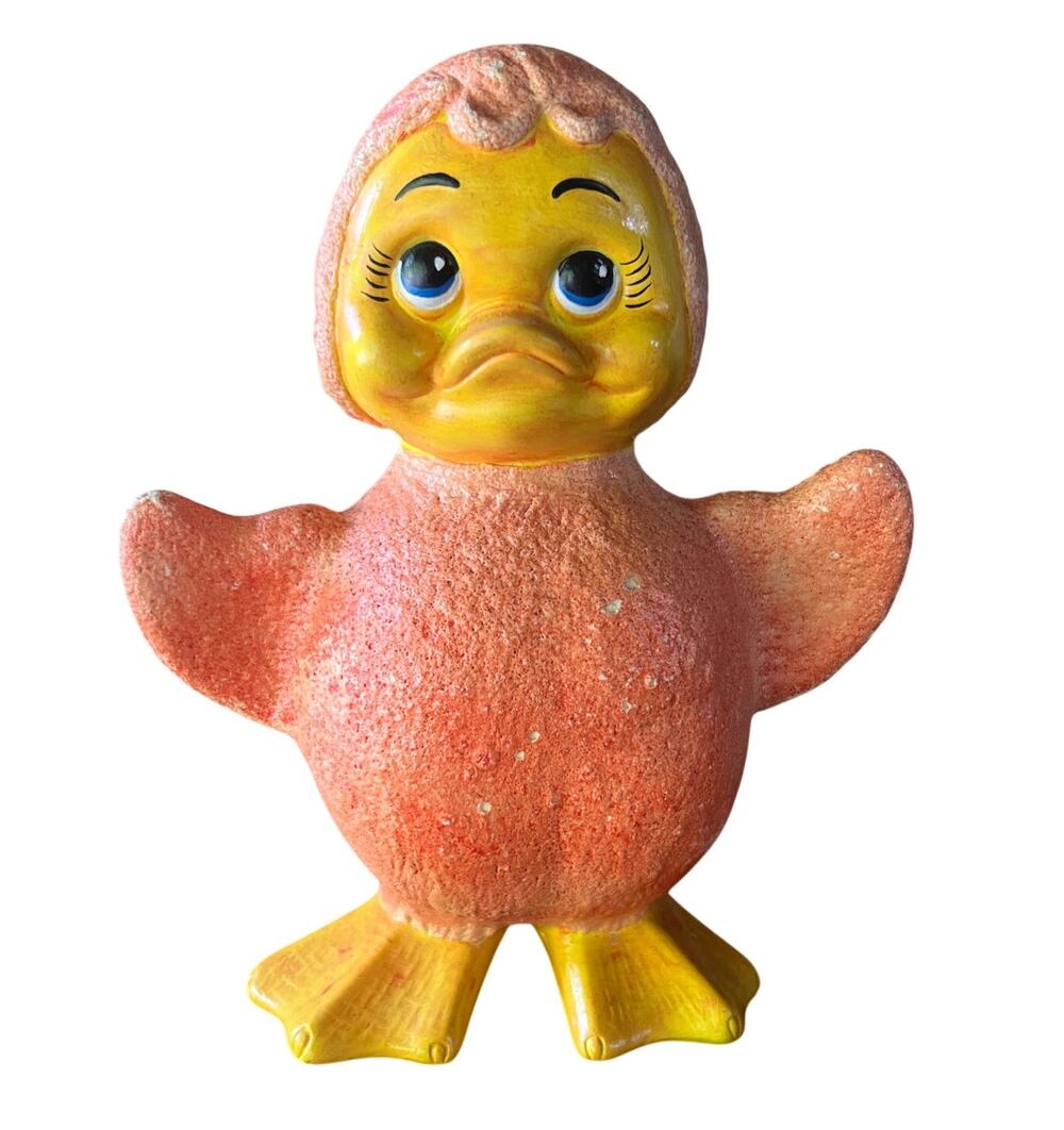 Vintage Holland Mold Company Quirky Tangerine Texture Duck Statue Figurine HOMCO